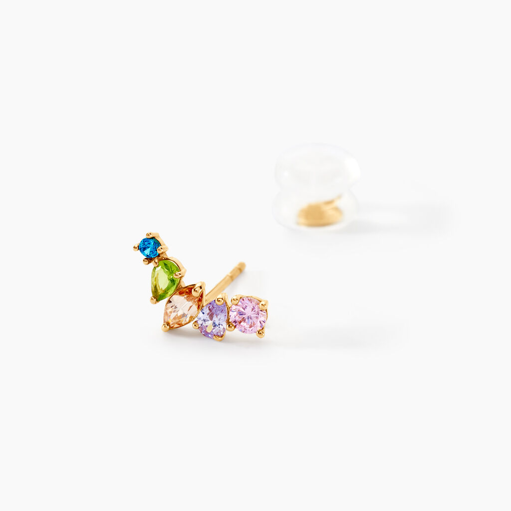 Boucles D'oreilles Puces Archelaus Or Jaune Oxyde De Zirconium - Clous d'oreilles Femme | Histoire d&rsquo;Or