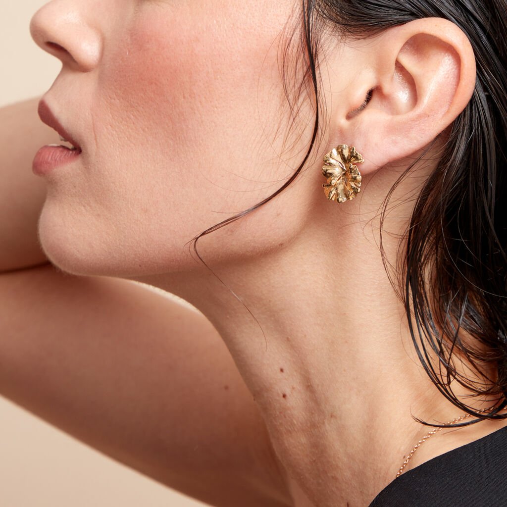 Boucles D'oreilles Puces Organic Plaqué Or Jaune - Clous d'oreilles Femme | Histoire d’Or