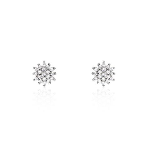 Boucles D'oreilles Puces Or Blanc Kristel Oxydes De Zirconium - Clous d'oreilles Femme | Histoire d’Or