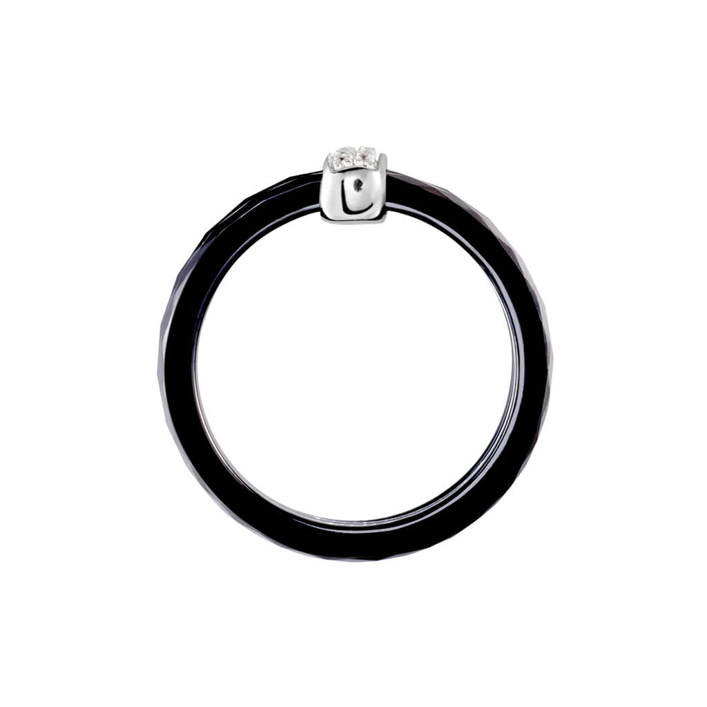 Bague Ceramik Design Argent Blanc Oxyde De Zirconium Et C&eacute;ramique - Bagues avec pierre Femme | Histoire d&rsquo;Or