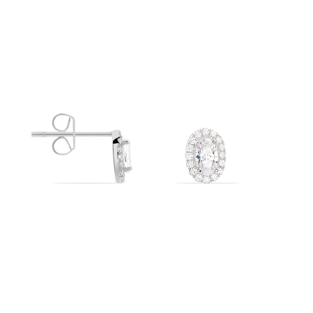 Boucles D'oreilles Puces Albertina Argent Blanc Oxyde De Zirconium - Boucles d'oreilles fantaisie Femme | Histoire d’Or