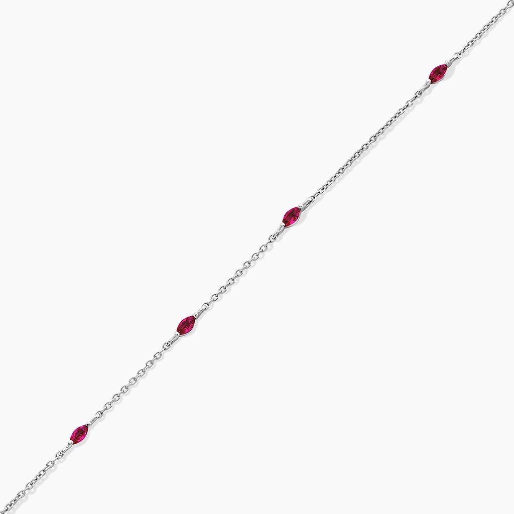 Cha&icirc;ne De Cheville Summer Burgundy Argent Blanc Oxyde De Zirconium - Cha&icirc;nes de cheville Femme | Histoire d&rsquo;Or