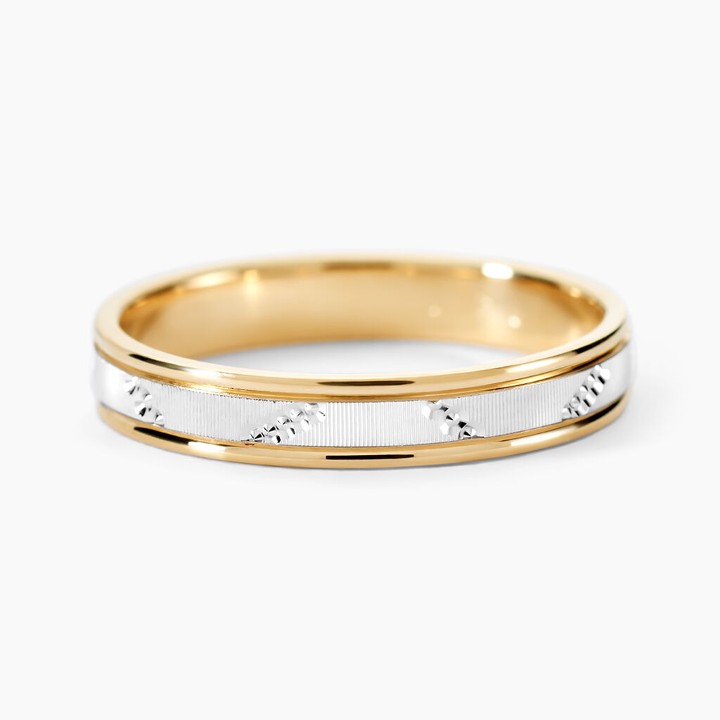 Alliance Or Bicolore Jaune / Blanc Tyssia - Alliances Unisex | Histoire d&rsquo;Or