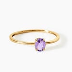 Bague Valentino Argent Dor&eacute; A L'Or 750/1000 Am&eacute;thyste - Bagues solitaires Femme | Histoire d&rsquo;Or