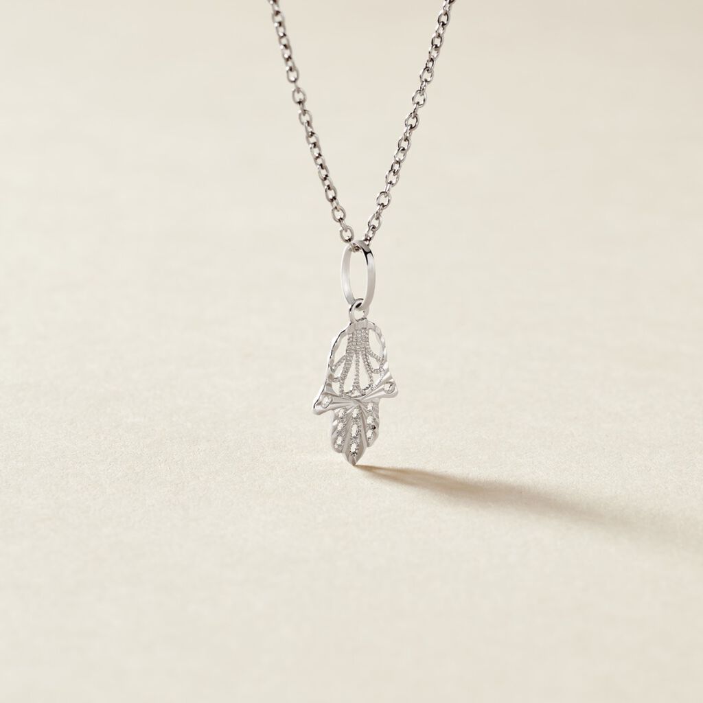 Pendentif Fatima Or Blanc - Pendentifs Famille | Histoire d’Or
