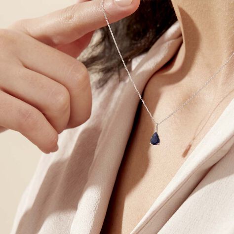 Collier Goutte Or Blanc Saphir - Colliers Femme | Histoire d’Or