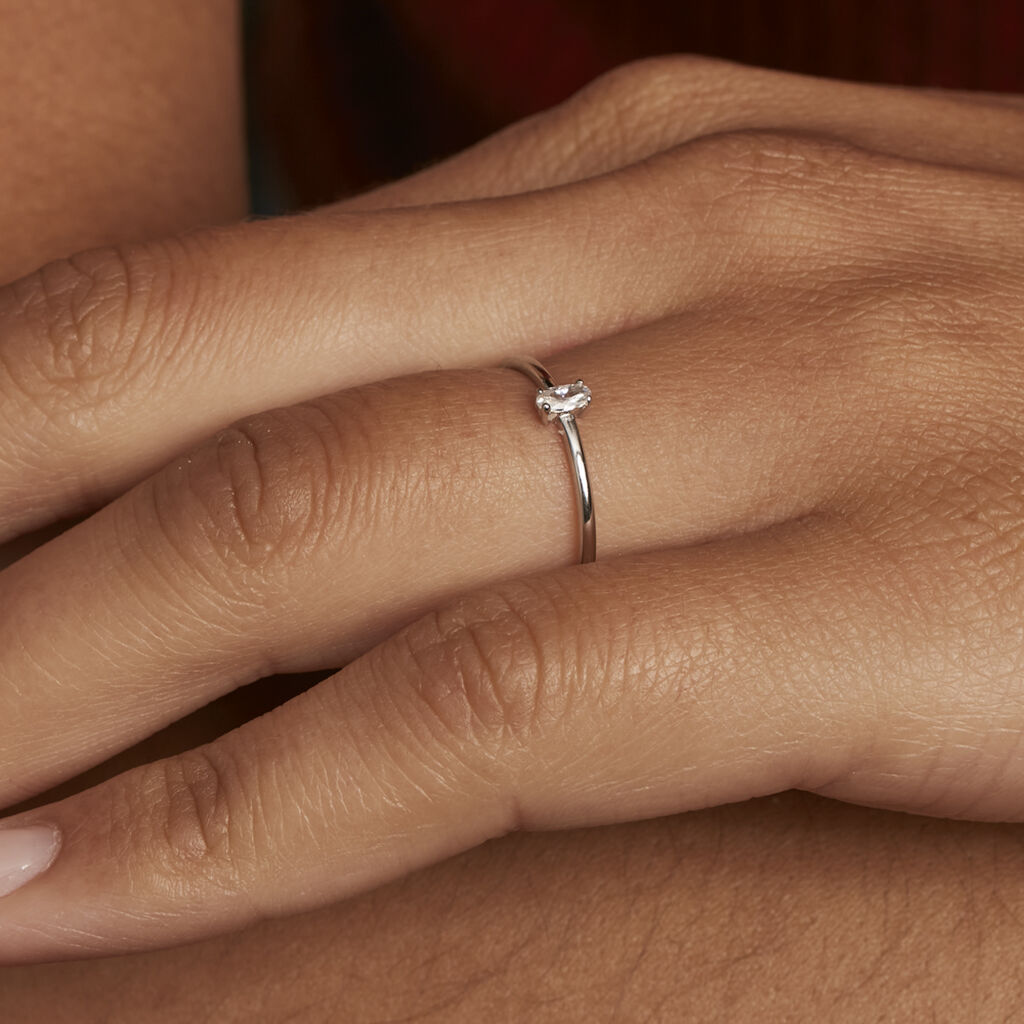 Bague Solitaire Djime Argent Blanc Oxyde De Zirconium - Bagues solitaires Femme | Histoire d’Or