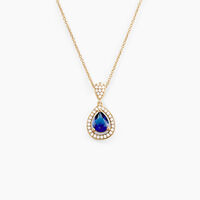 Collier Brigita Plaqué Or Pierre De Synthese Et Oxyde De Zirconium