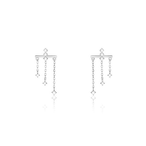 Boucles D'oreilles Pendantes Marsala Argent Blanc Oxyde De Zirconium - Boucles d'oreilles fantaisie Femme | Histoire d’Or