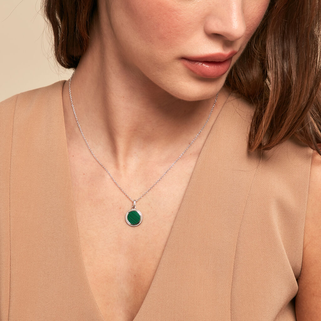 Collier Zea Argent Blanc Malachite - Colliers fantaisie Femme | Histoire d’Or