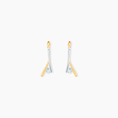 Boucles D'oreilles Pendantes Formev Or Bicolore Oxyde De Zirconium - Boucles d'oreilles pendantes Femme | Histoire d’Or
