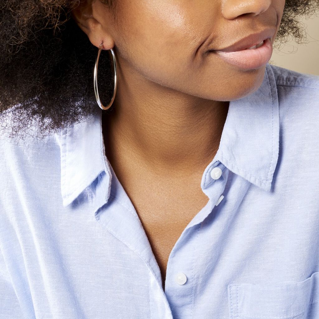 Créoles Argent Blanc Anne - Boucles d'oreilles créoles Femme | Histoire d’Or