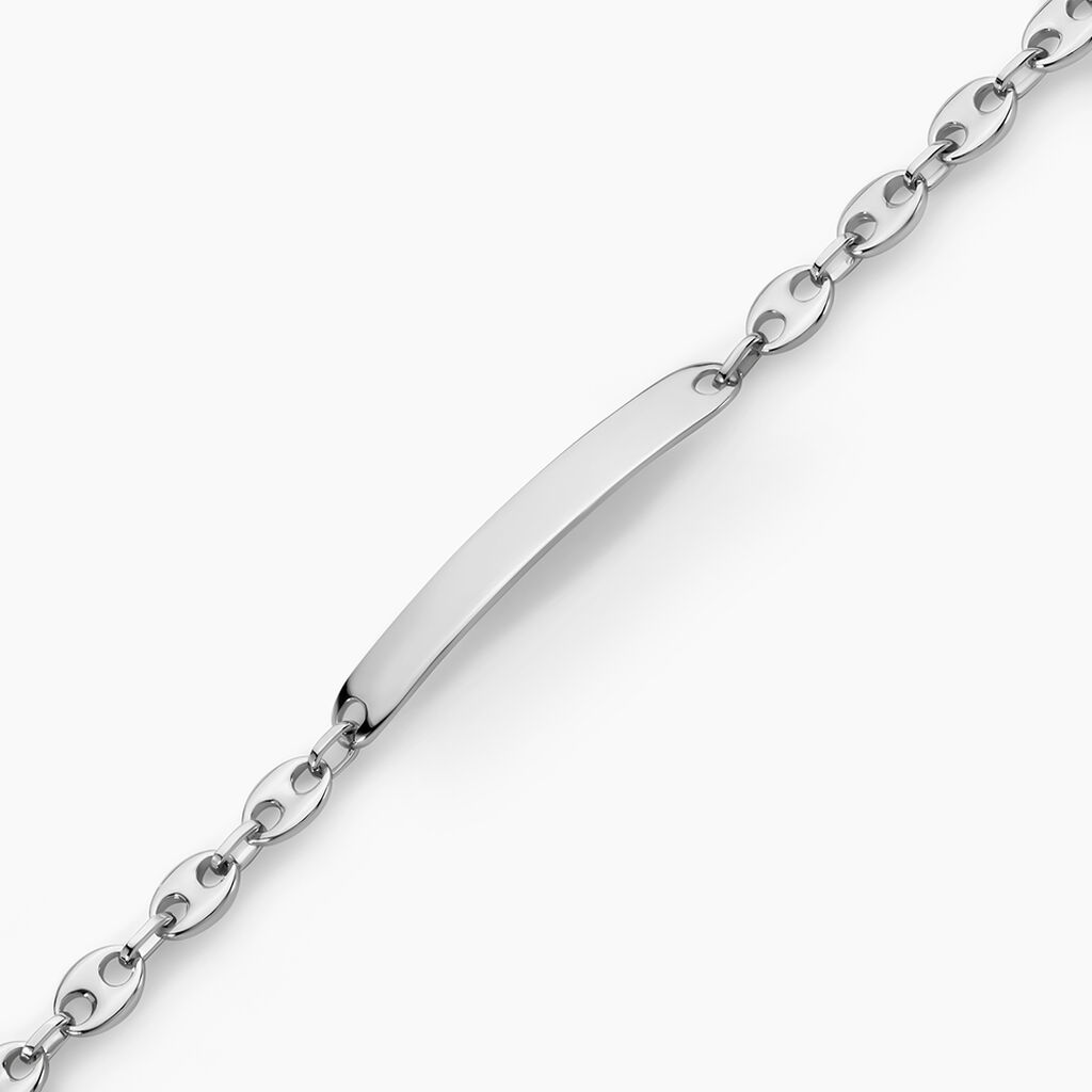 Bracelet Identit&eacute; Carrus Argent Blanc - Gourmettes Femme | Histoire d&rsquo;Or