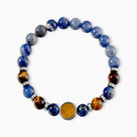 Bracelet Jourdan Archimedes Acier Argent&eacute; Oeil De Tigre Sodalite - Bracelets Homme | Histoire d&rsquo;Or