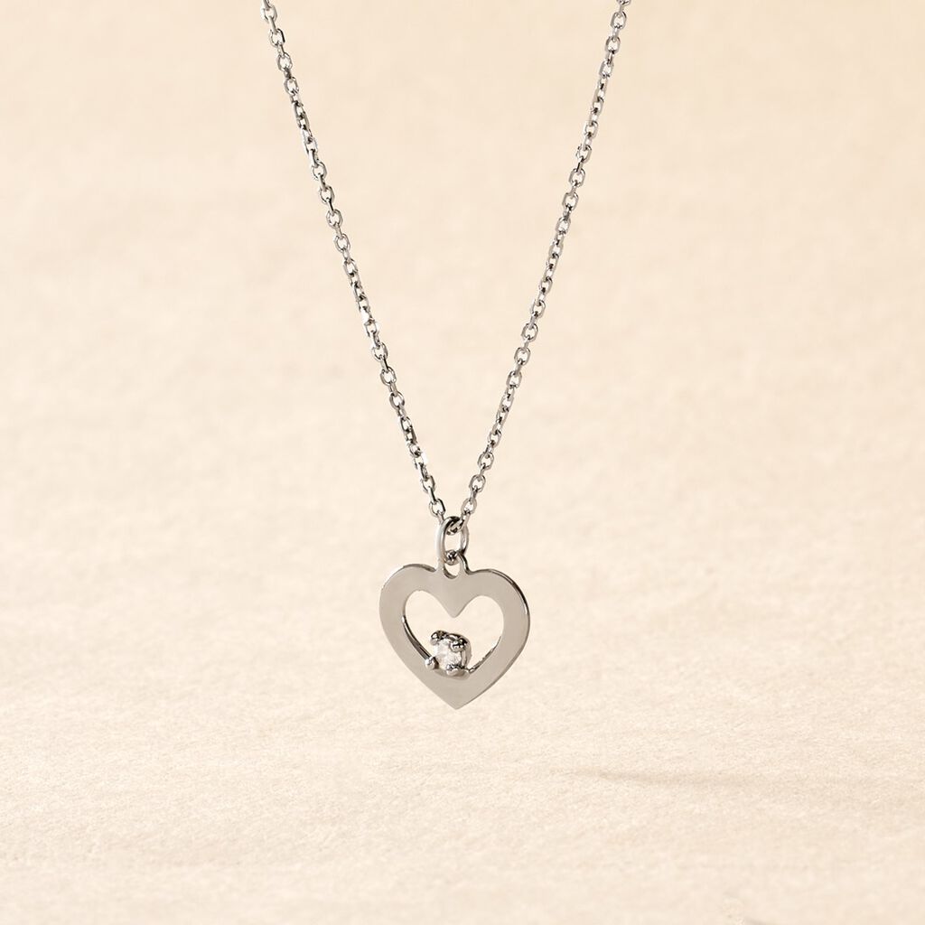 Collier Sweet Heart Or Blanc Diamant - F&ecirc;te des m&egrave;res Femme | Histoire d&rsquo;Or