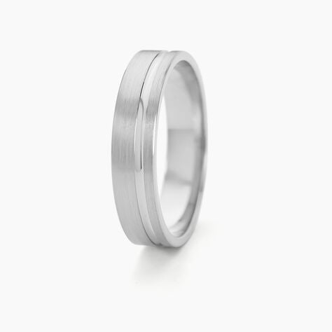Alliance Mat Et Brillant Liseret Ruban Plat Palladium Blanc - Alliances Homme | Histoire d’Or