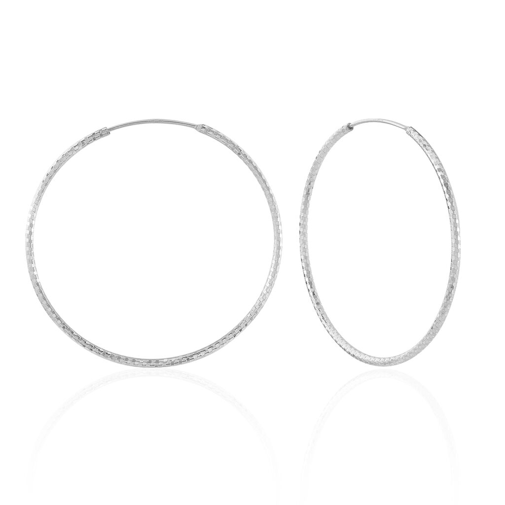 Créoles Argent Blanc Agathe - Boucles d'oreilles créoles Femme | Histoire d’Or