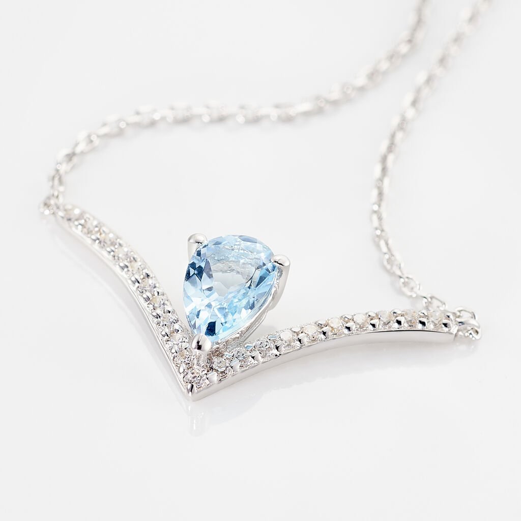 Collier Marlene Or Blanc Topaze Et Oxyde De Zirconium - Colliers Femme | Histoire d’Or