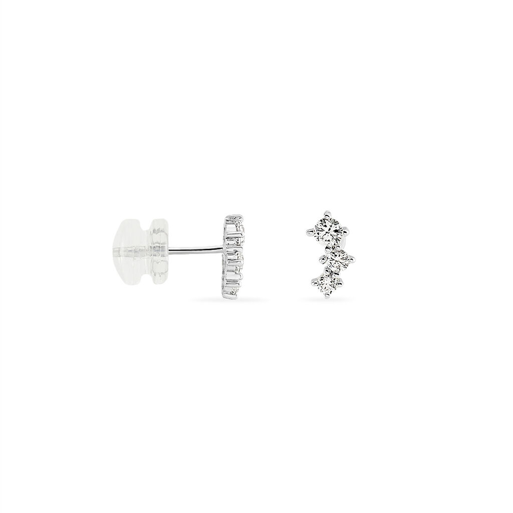 Boucles D'oreilles Puces Kyoto Or Blanc Oxyde De Zirconium - Clous d'oreilles Femme | Histoire d&rsquo;Or