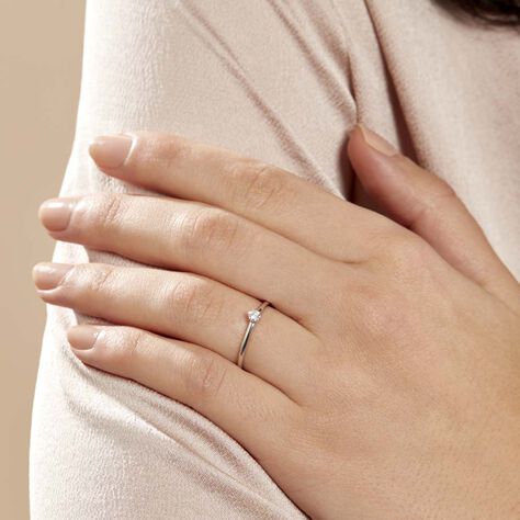 Bague Solitaire Natalia Or Blanc Diamant - Bagues solitaires Femme | Histoire d’Or
