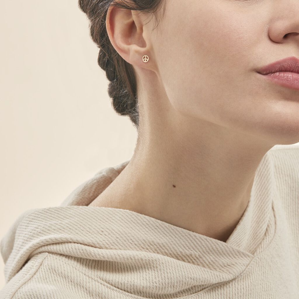 Boucles D'oreilles Puces Bilal Peace Or Jaune - Clous d'oreilles Femme | Histoire d’Or
