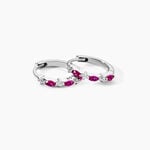 Cr&eacute;oles Summer Burgundy Argent Blanc Oxyde De Zirconium - Boucles d'oreilles cr&eacute;oles Femme | Histoire d&rsquo;Or