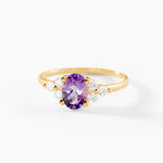 Bague Anaid Or Jaune Amethyste Et Oxyde De Zirconium - Bagues solitaires Femme | Histoire d&rsquo;Or
