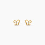 Boucles D'Oreilles Puces Cathy Argent Dor&eacute; A L'Or 750/1000 Oxyde De Zirconium - Boucles d'oreilles fantaisie Femme | Histoire d&rsquo;Or