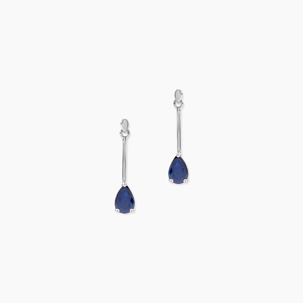 Boucles D'oreilles Pendantes Or Blanc Pluie D'Eclat Saphir - Boucles d'oreilles pendantes Femme | Histoire d&rsquo;Or