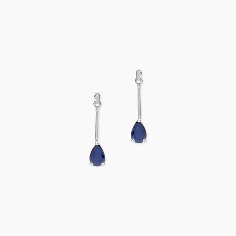 Boucles D'oreilles Pendantes Or Blanc Pluie D'Eclat Saphir - Boucles d'oreilles pendantes Femme | Histoire d&rsquo;Or