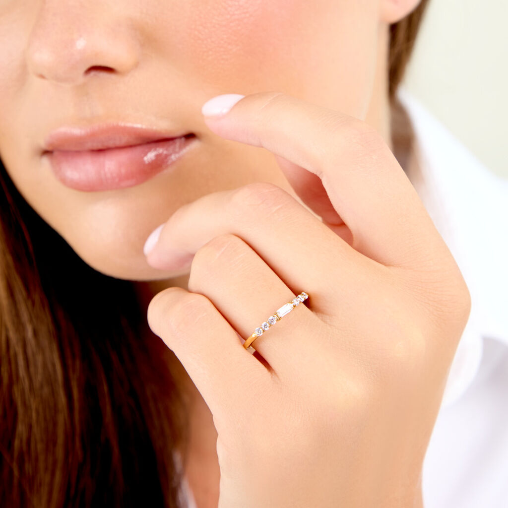 Bague Andreane Acier Jaune Oxyde De Zirconium - Bagues avec pierre Femme | Histoire d&rsquo;Or