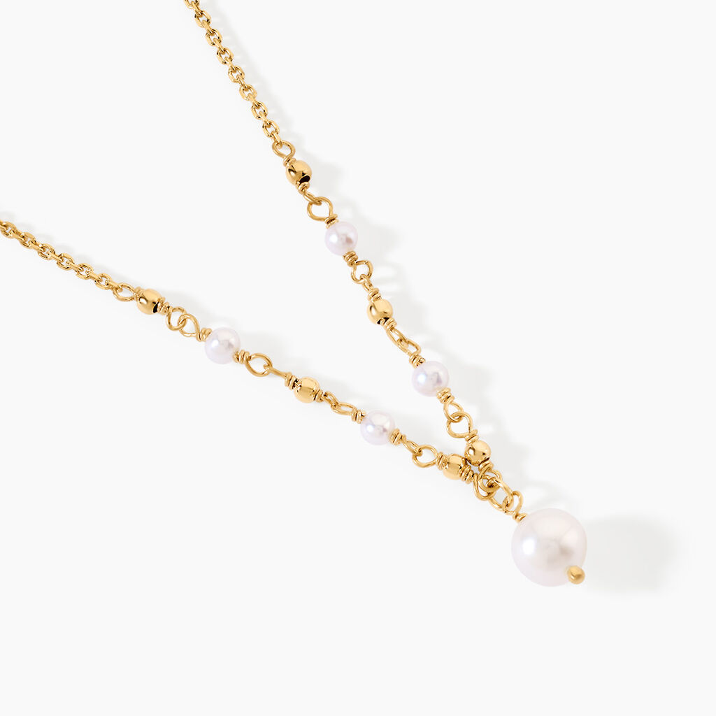 Collier Bindy Argent Dor&eacute; A L'Or 750/1000 Perle De Culture - Colliers  | Histoire d&rsquo;Or