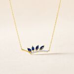 Collier Navette Or Jaune Saphir Diamant - Colliers Femme | Histoire d&rsquo;Or