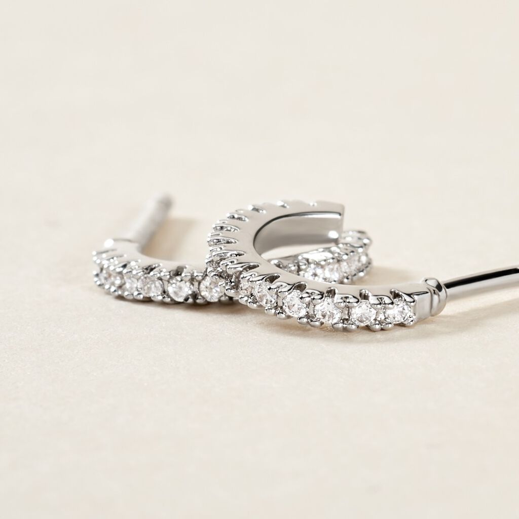 Créoles Alvah Argent Blanc Oxyde De Zirconium - Boucles d'oreilles créoles Femme | Histoire d’Or