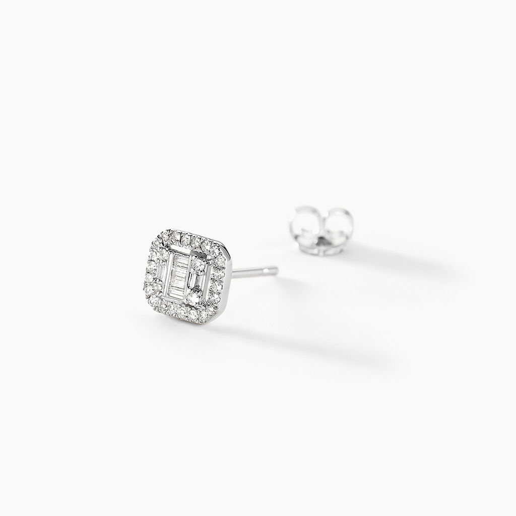Boucles D'oreilles Puces Collection 1986 Or Blanc Diamant - Clous d'oreilles Femme | Histoire d’Or