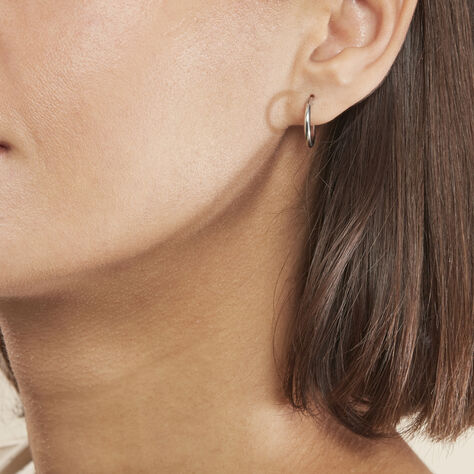 Créoles Argent Blanc Olympia - Boucles d'oreilles créoles Femme | Histoire d’Or