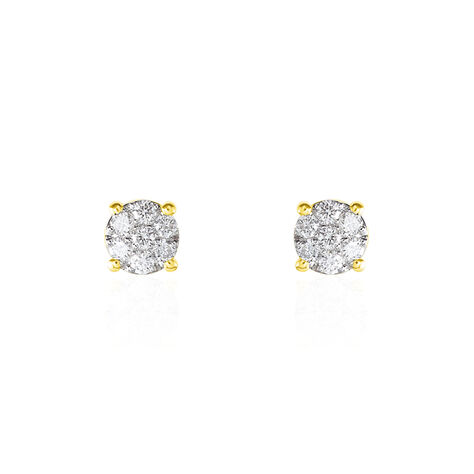 Boucles D'oreilles Puces Charlene Or Jaune Diamant Synthetique - Clous d'oreilles Femme | Histoire d&rsquo;Or