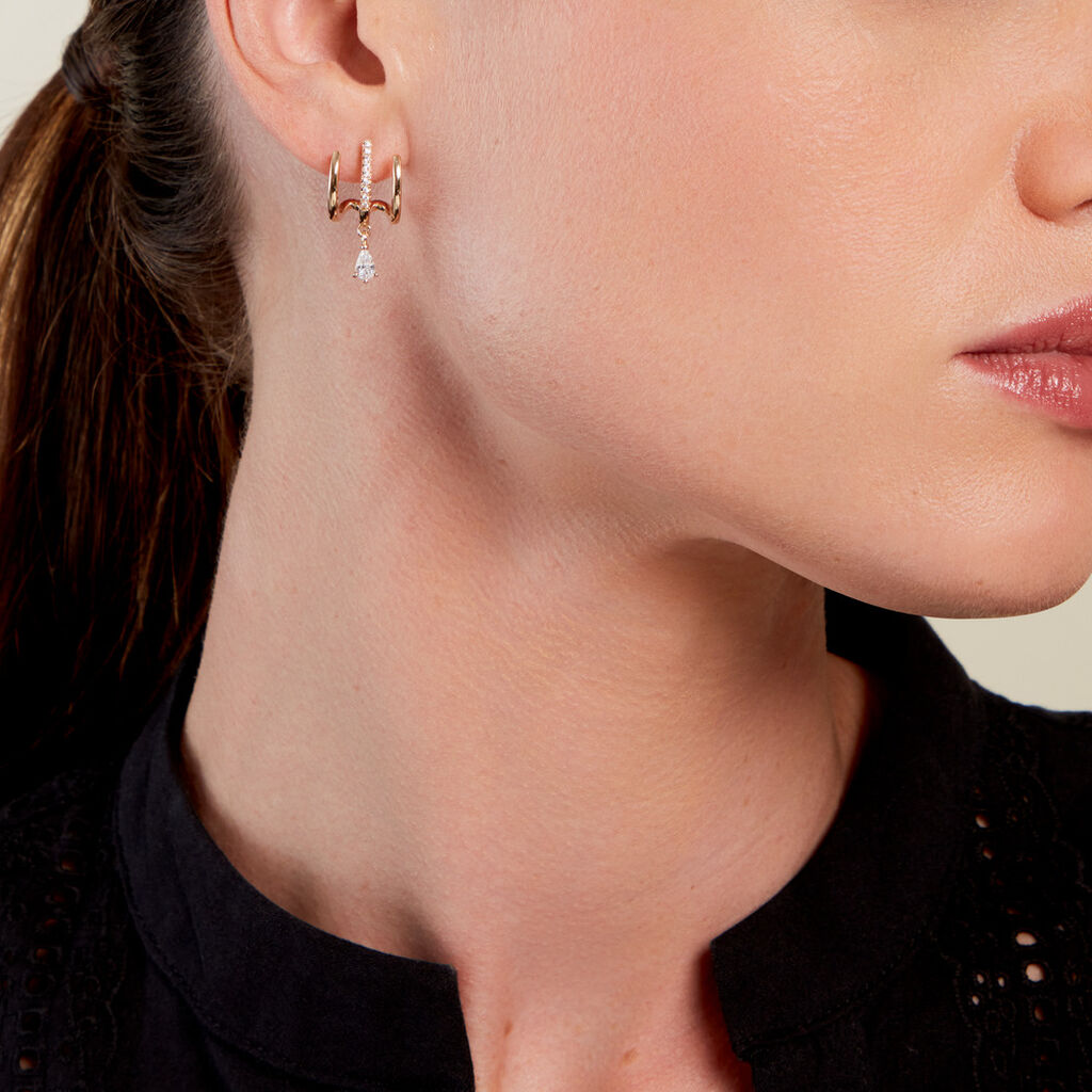 Boucles D'oreilles Pendantes Louelia Plaqué Or Doré Oxyde De Zirconium - Boucles d'oreilles fantaisie Femme | Histoire d’Or