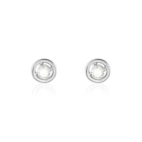 Boucles D'oreilles Puces Argent Blanc Laureto Oxydes De Zirconium - Boucles d'oreilles fantaisie Femme | Histoire d’Or