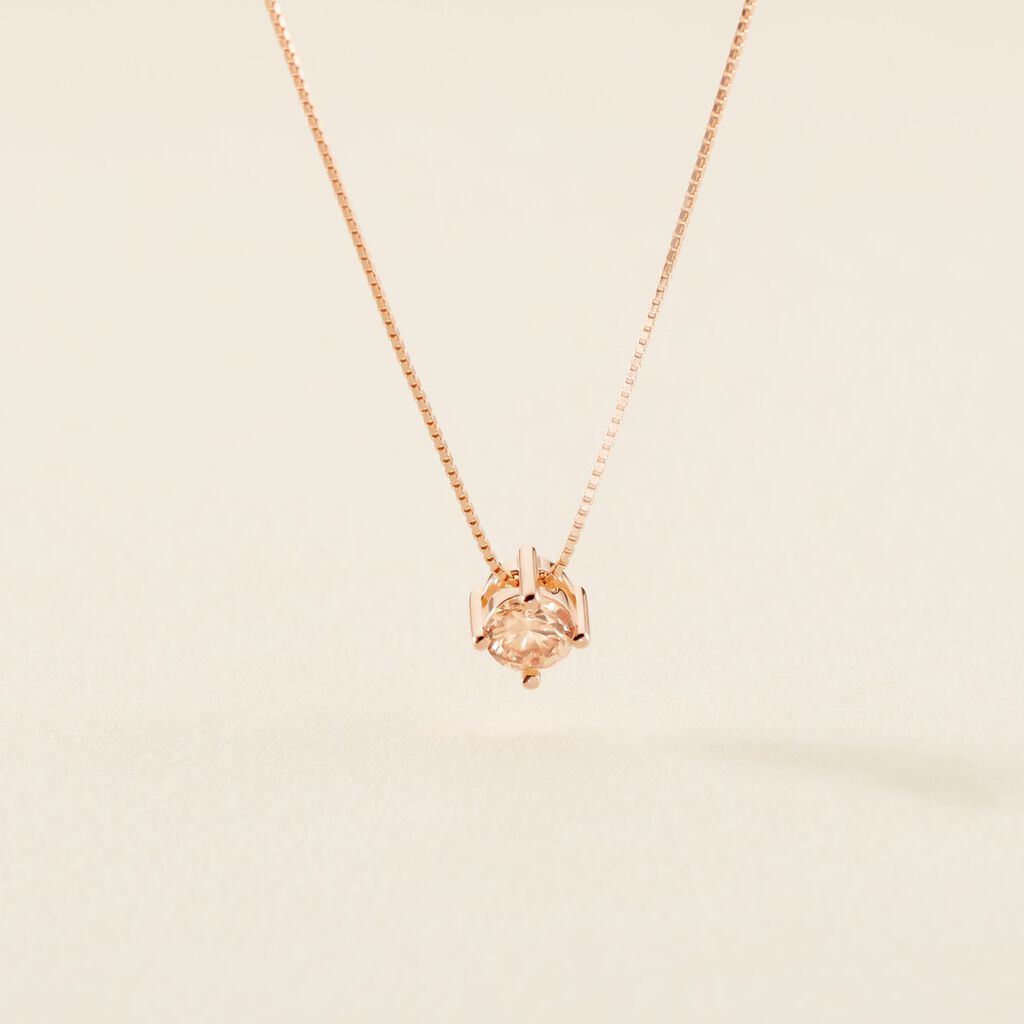 Collier Solitaire Argent Rose Rio Santa Teresa Oxyde De Zirconium - Colliers fantaisie Femme | Histoire d’Or