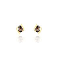 Boucles D'oreilles Puces Vrille Ovale Or Jaune Quartz