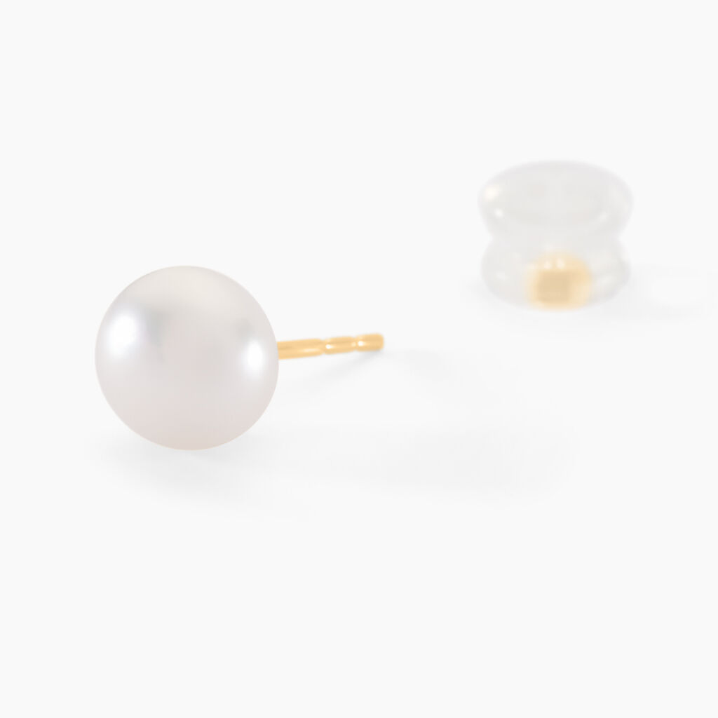 Boucles D'oreilles Puces Kesya Nacres Bouton Or Jaune Perle De Culture - Clous d'oreilles Femme | Histoire d’Or
