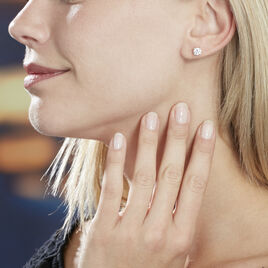 Boucles D'oreilles Puces 4 Griffes Or Blanc Diamant Synthetique - Clous d'oreilles Femme | Histoire d’Or