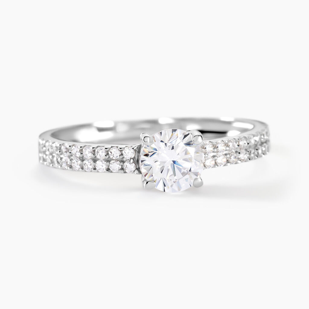 Bague Dayna Or Blanc Oxyde De Zirconium - Bagues solitaires Femme | Histoire d&rsquo;Or