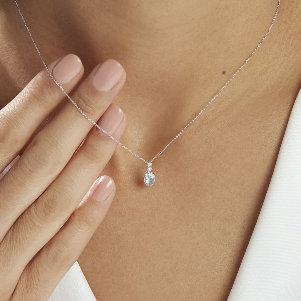Collier Cyprille Or Blanc Topaze Et Oxyde De Zirconium - Colliers Femme | Histoire d’Or