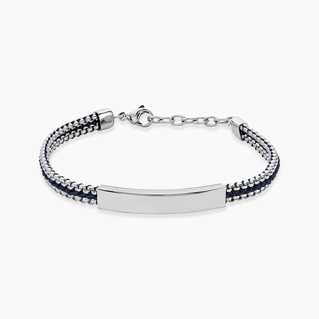Bracelet Jourdan Joscelin Acier Argent&eacute; - Bracelets cordon Homme | Histoire d&rsquo;Or