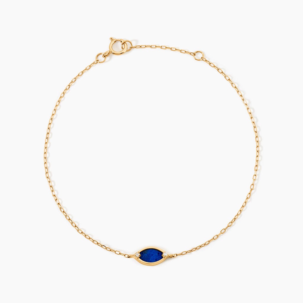 Bracelet Lucky Gems Or Jaune Lapis Lazuli Oxyde De Zirconium - F&ecirc;te des m&egrave;res Femme | Histoire d&rsquo;Or