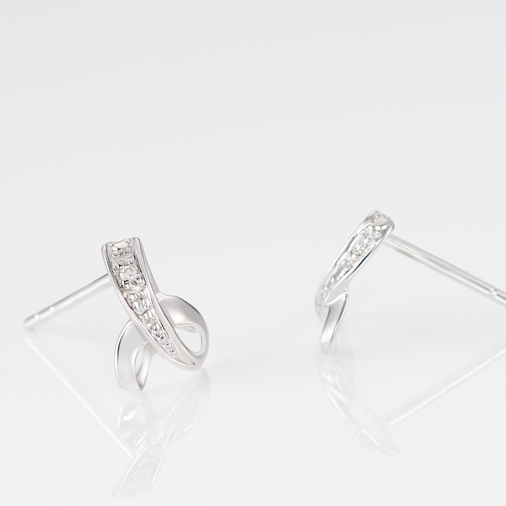 Boucles D'oreilles Puces Volute Or Blanc Diamant - Clous d'oreilles Femme | Histoire d’Or