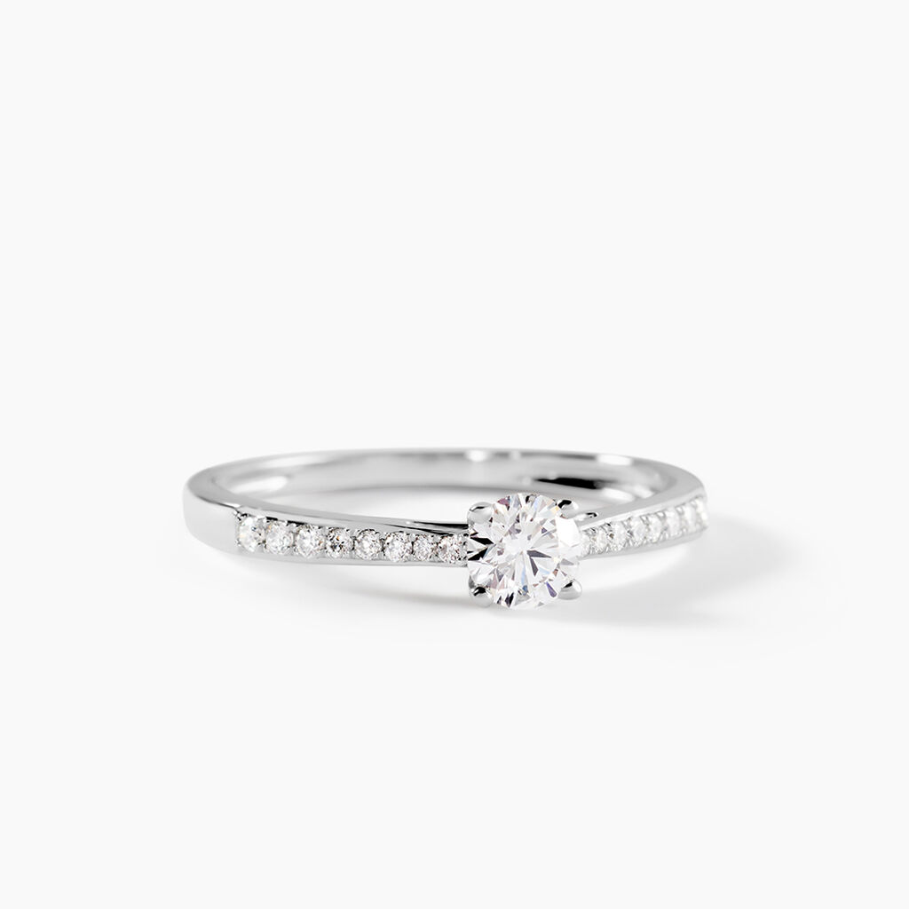 Bague Hemera Ld Platine Blanc Diamant Synth&eacute;tique - Bagues solitaires Femme | Histoire d&rsquo;Or