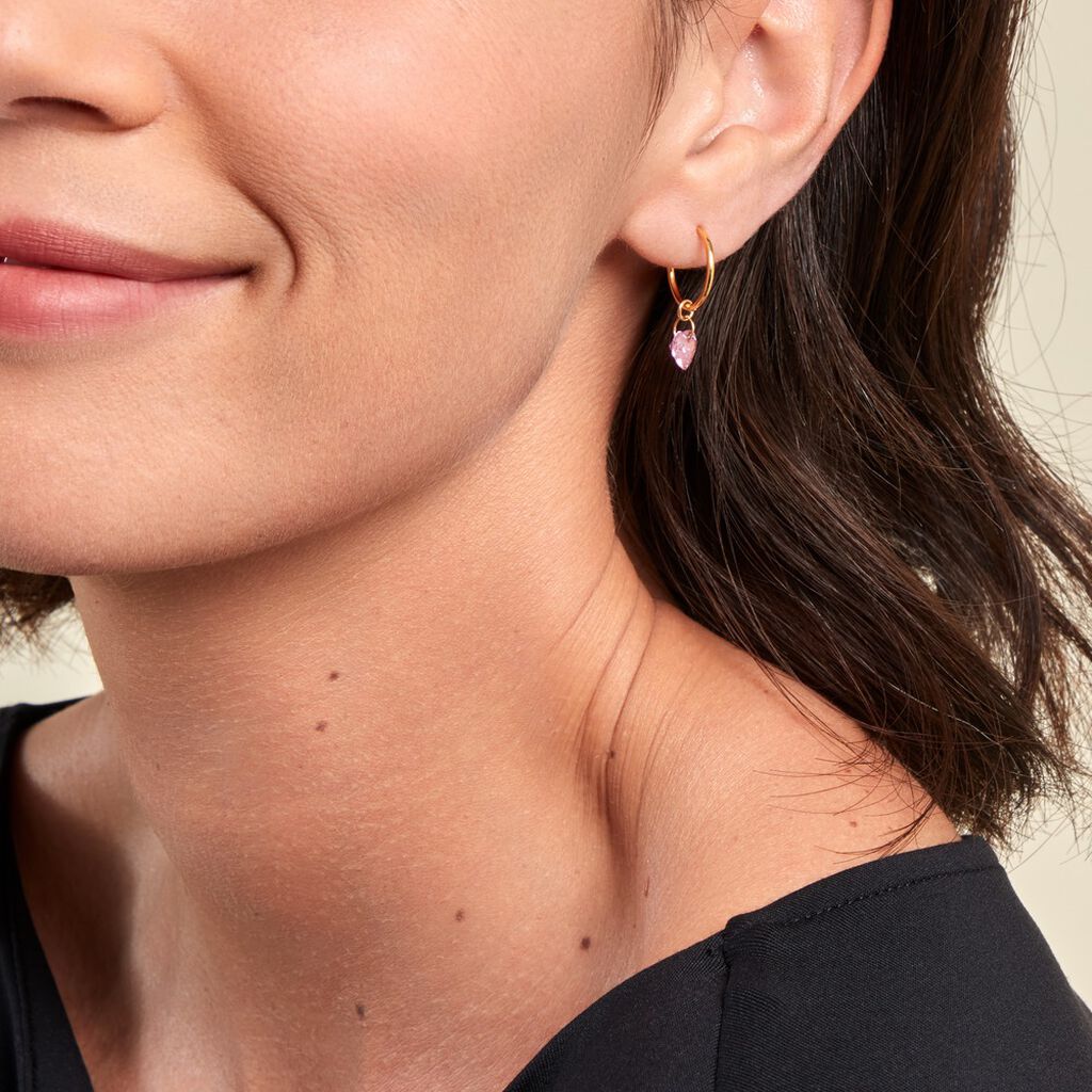 Créoles Priya Plaqué Or Jaune Oxyde De Zirconium - Boucles d'oreilles créoles Femme | Histoire d’Or
